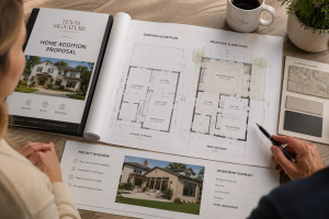 Texas homeowners deciding between moving to a larger home or building a custom home addition