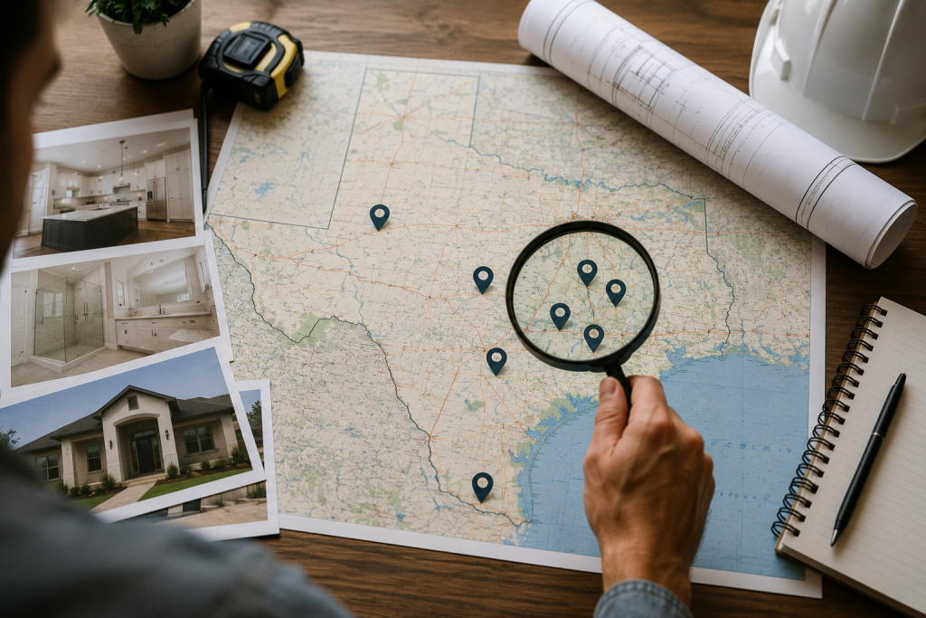 Homeowner researching remodeling contractors and custom home professionals across Texas