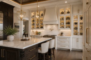 Luxury kitchen featuring custom cabinetry, premium millwork, and high-end finishes in a Texas home