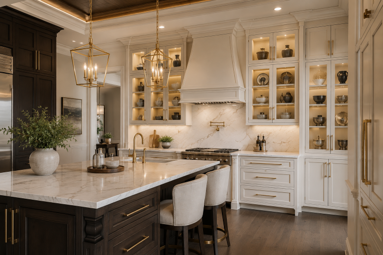 Luxury kitchen featuring custom cabinetry, premium millwork, and high-end finishes in a Texas home